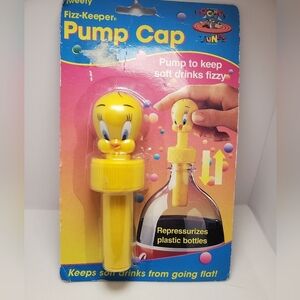 New VTG 1994 Jokari Looney Tunes Tweety Fizz Keeper Soft Drink Pump Cap